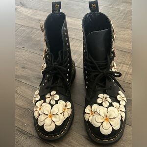 3D Leather Flower Doc Martens